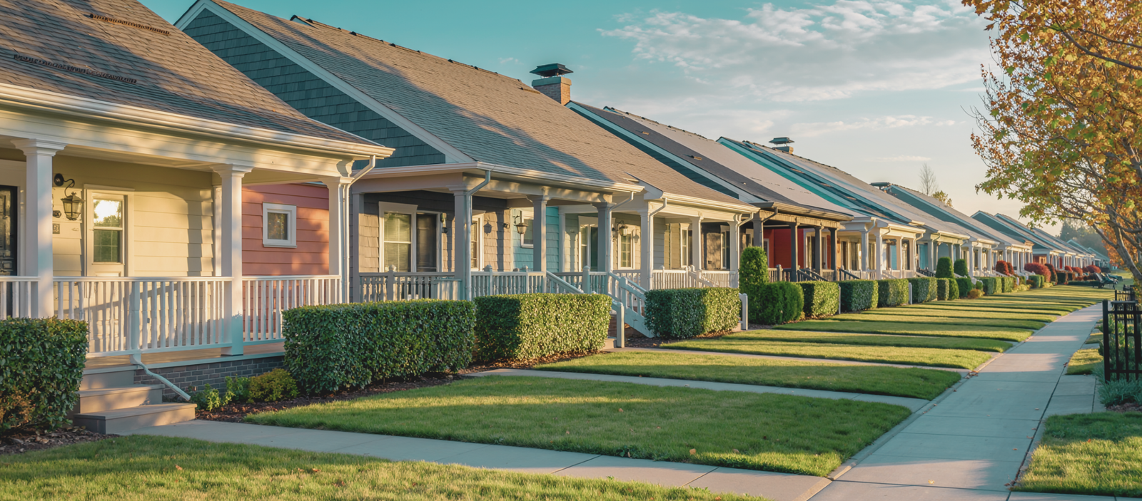 row of suburban homes