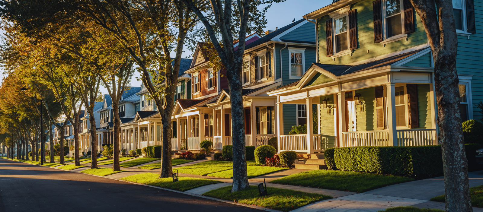 row of suburban homes